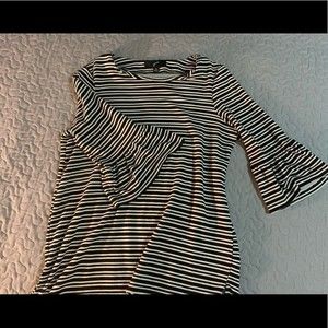 Black and white striped poet sleeved tunic, size M, Gnu brand